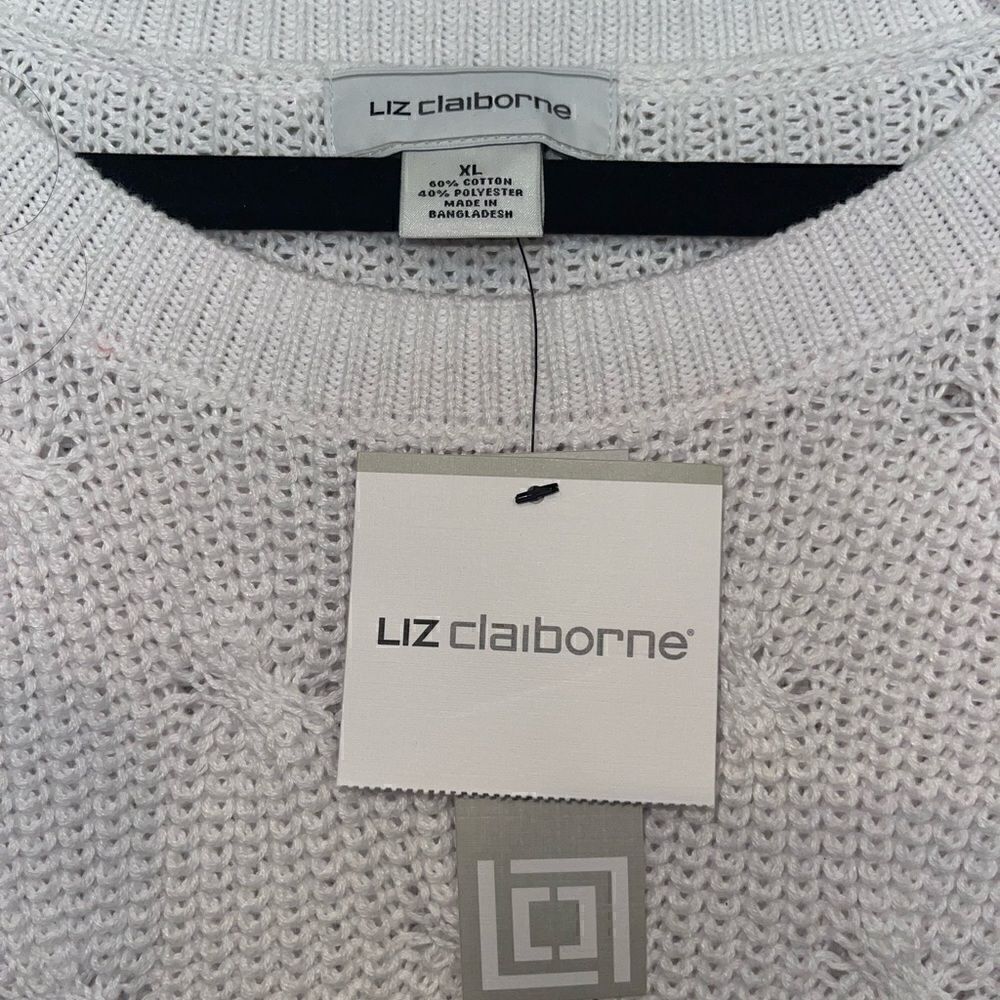 NWT Liz Claiborne Women White Shaker Texture Chunky knit Sweater Size XL - Picture 4 of 5